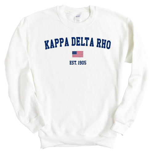 Kappa Delta Rho USA Flag Sweatshirt - Fraternity Crewneck Sweatshirt - Kite and Crest