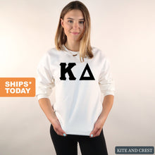 Load image into Gallery viewer, Kappa Delta Sweatshirt | KD Basic Black Letters Crewneck Sweatshirt | Kappa Delta Sorority Gift Idea - Kite and Crest
