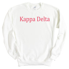 Load image into Gallery viewer, Kappa Delta Sweatshirt | KD Basic Written Crewneck Sweatshirt | Kappa Delta Sorority Gift Idea - Kite and Crest
