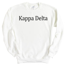 Load image into Gallery viewer, Kappa Delta Sweatshirt - KD Black Written Crewneck Sweatshirt - Kite and Crest
