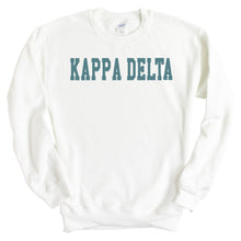 Load image into Gallery viewer, Kappa Delta Sweatshirt - KD Blue Retro Crewneck Sweatshirt - Kite and Crest
