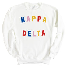 Load image into Gallery viewer, Kappa Delta Sweatshirt | KD Circular Colorful Crewneck Sweatshirt | Kappa Delta Sorority Gift Idea - Kite and Crest
