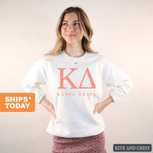 Load image into Gallery viewer, Kappa Delta Sweatshirt | KD Colored Block Letters Crewneck Sweatshirt | Kappa Delta Sorority Gift Idea - Kite and Crest
