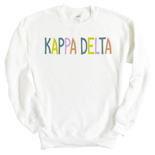 Load image into Gallery viewer, Kappa Delta Sweatshirt - KD Colorful Lined Crewneck Sweatshirt - Kite and Crest
