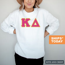 Load image into Gallery viewer, Kappa Delta Sweatshirt - KD Cute Letters Crewneck Sweatshirt - Kite and Crest
