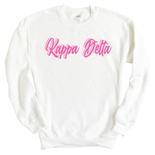 Load image into Gallery viewer, Kappa Delta Sweatshirt | KD Neon Pink Colored Crewneck Sweatshirt | Kappa Delta Sorority Gift Idea - Kite and Crest
