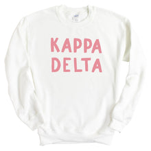 Load image into Gallery viewer, Kappa Delta Sweatshirt | KD Pink Bubble Letters Crewneck Sweatshirt | Kappa Delta Sorority Gift Idea - Kite and Crest
