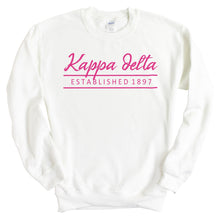 Load image into Gallery viewer, Kappa Delta Sweatshirt | KD Pink Established Crewneck Sweatshirt | Kappa Delta Sorority Gift Idea - Kite and Crest
