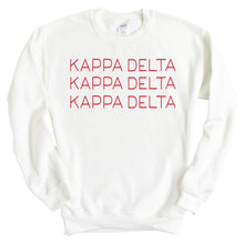 Load image into Gallery viewer, Kappa Delta Sweatshirt | KD Red and Stacked Crewneck Sweatshirt | Kappa Delta Sorority Gift Idea - Kite and Crest
