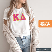 Load image into Gallery viewer, Kappa Delta T-shirt - KD Cute Letters Tee - Kite and Crest
