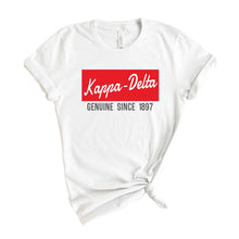 Load image into Gallery viewer, Kappa Delta T-shirt - KD Genuine Sorority Tee - Kite and Crest
