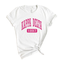 Load image into Gallery viewer, Kappa Delta T-Shirt | KD Large Established Shirt | Kappa Delta Sorority Gift Idea - Kite and Crest
