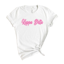 Load image into Gallery viewer, Kappa Delta T-Shirt | KD Neon Pink Colored Shirt | Kappa Delta Sorority Gift Idea - Kite and Crest

