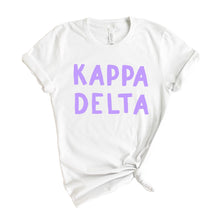 Load image into Gallery viewer, Kappa Delta T-shirt - KD Purple Bubble Letters Tee - Kite and Crest
