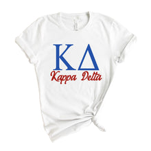 Load image into Gallery viewer, Kappa Delta T-Shirt | KD Red and Blue Shirt | Kappa Delta Sorority Gift Idea - Kite and Crest
