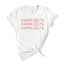 Load image into Gallery viewer, Kappa Delta T-Shirt | KD Red and Stacked Shirt | Kappa Delta Sorority Gift Idea - Kite and Crest
