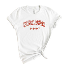 Load image into Gallery viewer, Kappa Delta T-shirt - KD Red Arch Tee - Kite and Crest
