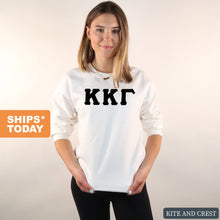 Load image into Gallery viewer, Kappa Kappa Gamma Sweatshirt | Kappa (KKG) Basic Black Letters Crewneck Sweatshirt | Kappa Kappa Gamma Sorority Gift Idea - Kite and Crest
