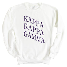 Load image into Gallery viewer, Kappa Kappa Gamma Sweatshirt | Kappa (KKG) Large and Wavy Letters Crewneck Sweatshirt | Kappa Kappa Gamma Sorority Gift Idea - Kite and Crest
