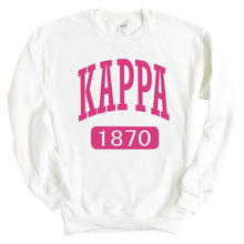 Load image into Gallery viewer, Kappa Kappa Gamma Sweatshirt | Kappa (KKG) Large Established Crewneck Sweatshirt | Kappa Kappa Gamma Sorority Gift Idea - Kite and Crest
