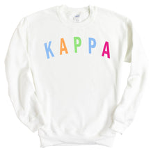 Load image into Gallery viewer, Kappa Kappa Gamma Sweatshirt | Kappa (KKG) Rainbow Letter Crewneck Sweatshirt | Kappa Kappa Gamma Sorority Gift Idea - Kite and Crest
