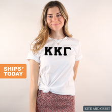 Load image into Gallery viewer, Kappa Kappa Gamma T-Shirt | Kappa (KKG) Basic Black Letters Shirt | Kappa Kappa Gamma Sorority Gift Idea - Kite and Crest
