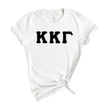 Load image into Gallery viewer, Kappa Kappa Gamma T-Shirt | Kappa (KKG) Basic Black Letters Shirt | Kappa Kappa Gamma Sorority Gift Idea - Kite and Crest
