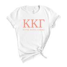 Load image into Gallery viewer, Kappa Kappa Gamma T-Shirt | Kappa (KKG) Colored Block Letters Shirt | Kappa Kappa Gamma Sorority Gift Idea - Kite and Crest
