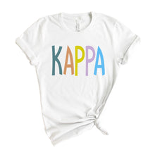 Load image into Gallery viewer, Kappa Kappa Gamma T-shirt - Kappa (KKG) Colorful Lined Tee - Kite and Crest
