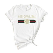 Load image into Gallery viewer, Kappa Kappa Gamma T-shirt - Kappa (KKG) Golden Stripes Tee - Kite and Crest
