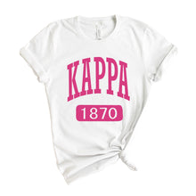 Load image into Gallery viewer, Kappa Kappa Gamma T-Shirt | Kappa (KKG) Large Established Shirt | Kappa Kappa Gamma Sorority Gift Idea - Kite and Crest
