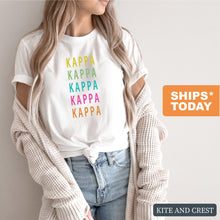 Load image into Gallery viewer, Kappa Kappa Gamma T-shirt - Kappa (KKG) Modern Stacked Tee - Kite and Crest
