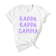 Load image into Gallery viewer, Kappa Kappa Gamma T-shirt - Kappa (KKG) Purple Bubble Letters Tee - Kite and Crest
