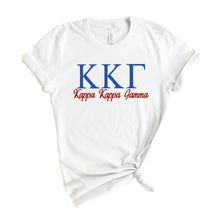 Load image into Gallery viewer, Kappa Kappa Gamma T-Shirt | Kappa (KKG) Red and Blue Shirt | Kappa Kappa Gamma Sorority Gift Idea - Kite and Crest
