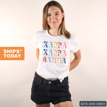 Load image into Gallery viewer, Kappa Kappa Gamma T-Shirt | Kappa (KKG) Retro Shirt | Kappa Kappa Gamma Sorority Gift Idea - Kite and Crest
