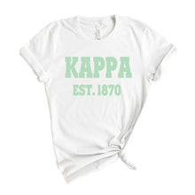 Load image into Gallery viewer, Kappa Kappa Gamma T-shirt - Kappa (KKG) Sporty Established Tee - Kite and Crest
