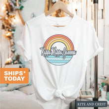 Load image into Gallery viewer, Kappa Kappa Gamma T-shirt - Kappa (KKG) Wavy Rainbow Tee - Kite and Crest
