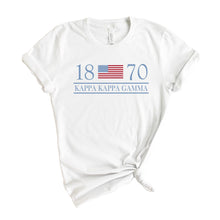 Load image into Gallery viewer, Kappa Kappa Gamma T-shirt - Kappa (KKG) Year and Flag Tee - Kite and Crest
