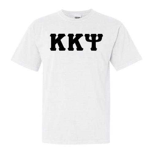 Kappa Kappa Psi Basic Black Letters Comfort Colors T-Shirt - Fraternity Tee - Kite and Crest