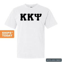 Load image into Gallery viewer, Kappa Kappa Psi Basic Black Letters Comfort Colors T-Shirt - Fraternity Tee - Kite and Crest
