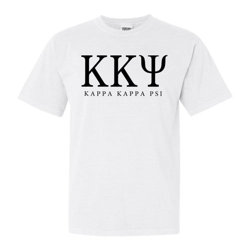 Kappa Kappa Psi Block Letter Comfort Colors T-Shirt - Fraternity Tee - Kite and Crest