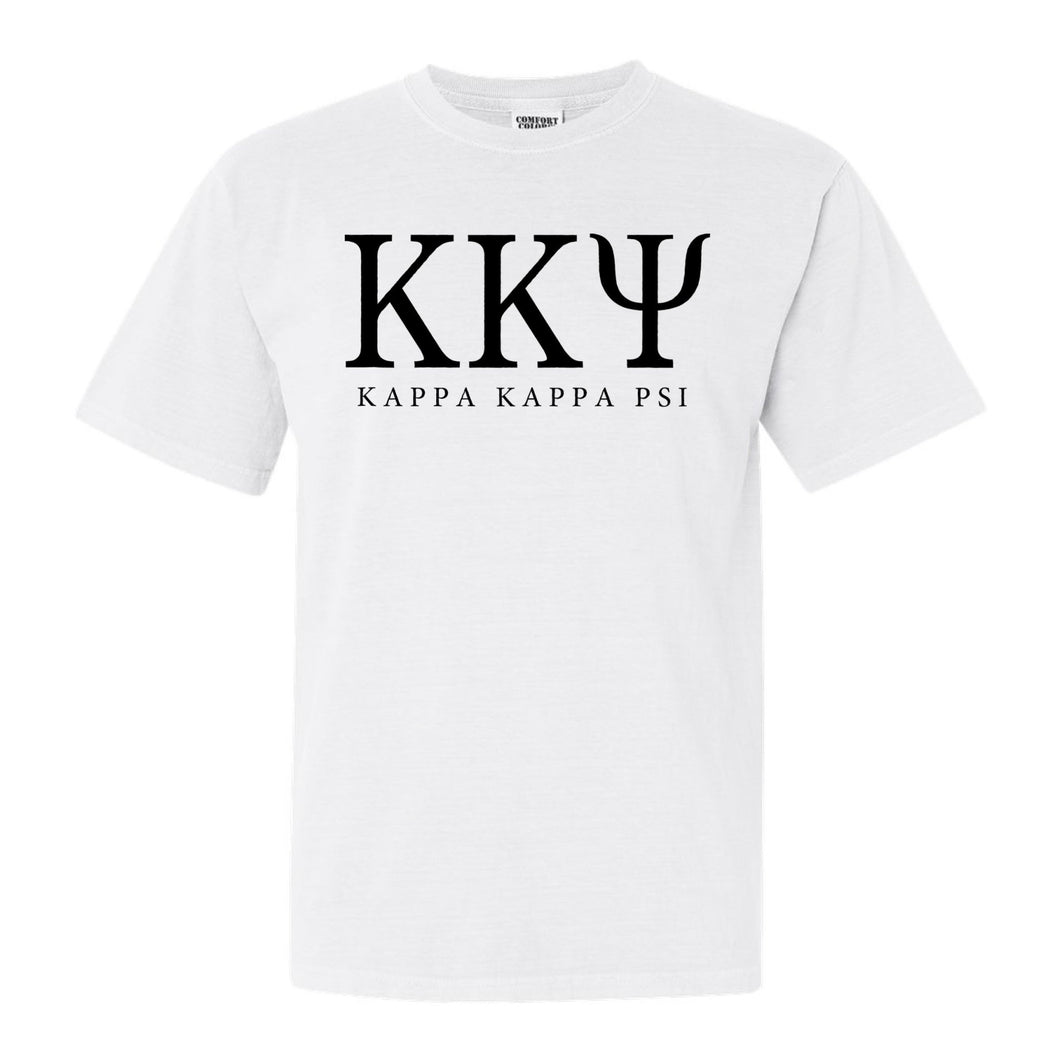 Kappa Kappa Psi Block Letter Comfort Colors T-Shirt - Fraternity Tee - Kite and Crest