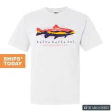 Load image into Gallery viewer, Kappa Kappa Psi Fishing Comfort Colors T-Shirt - Fraternity Tee - Kite and Crest
