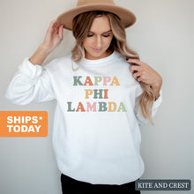 Load image into Gallery viewer, Kappa Phi Lambda Bright and Colorful Crewneck Sweatshirt - Kite and Crest
