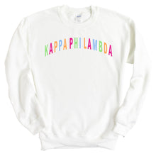 Load image into Gallery viewer, Kappa Phi Lambda Rainbow Letter Crewneck Sweatshirt - Kite and Crest
