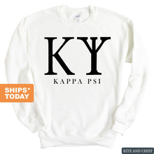 Load image into Gallery viewer, Kappa Psi Classic Sweatshirt - Fraternity Crewneck Sweatshirt - Kite and Crest
