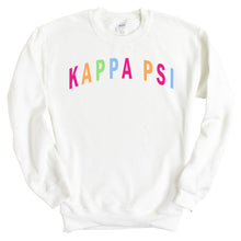 Load image into Gallery viewer, Kappa Psi Greek Rainbow Sweatshirt - Fraternity Crewneck Sweatshirt - Kite and Crest
