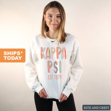 Load image into Gallery viewer, Kappa Psi Pastel Stencil Sweatshirt - Fraternity Crewneck Sweatshirt - Kite and Crest
