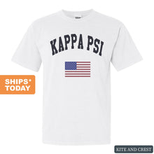 Load image into Gallery viewer, Kappa Psi Traditional Flag Comfort Colors T-Shirt - Kite and Crest
