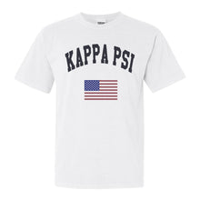 Load image into Gallery viewer, Kappa Psi Traditional Flag Comfort Colors T-Shirt - Kite and Crest
